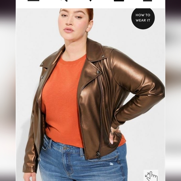 Metallic Brown Faux Leather Jacket - Picture 1 of 4